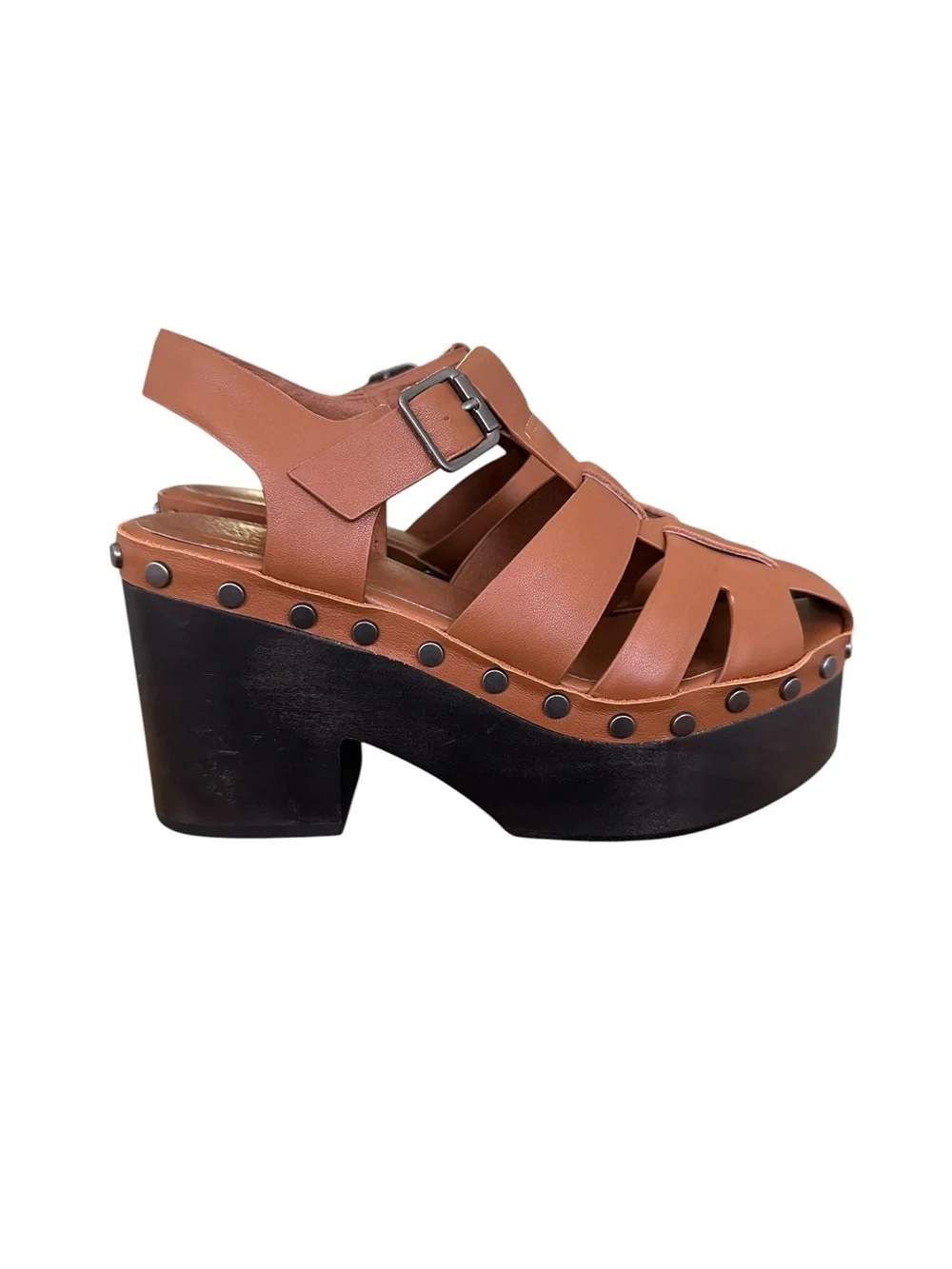 Artisan Crafted by Zigi Lorenza Leather Platform Fisherman Sandals Studded Clogs
